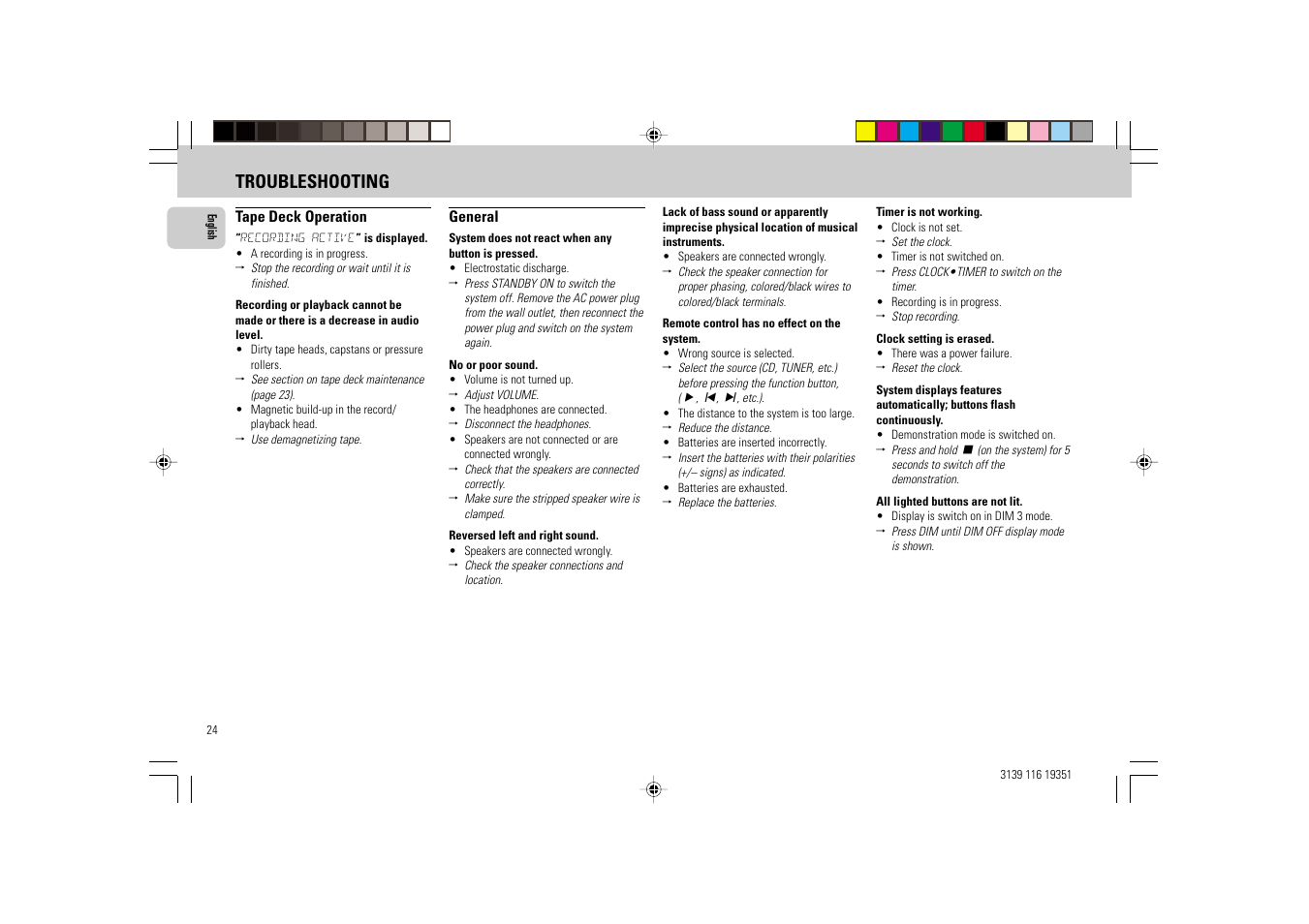 Troubleshooting | Philips FW-C30/21 User Manual | Page 24 / 24