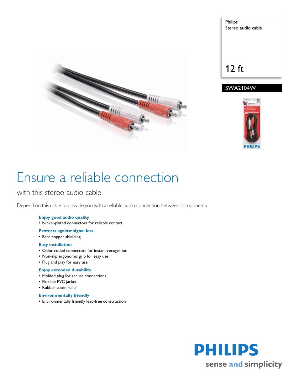 Philips SWA2104W/27 User Manual | 2 pages