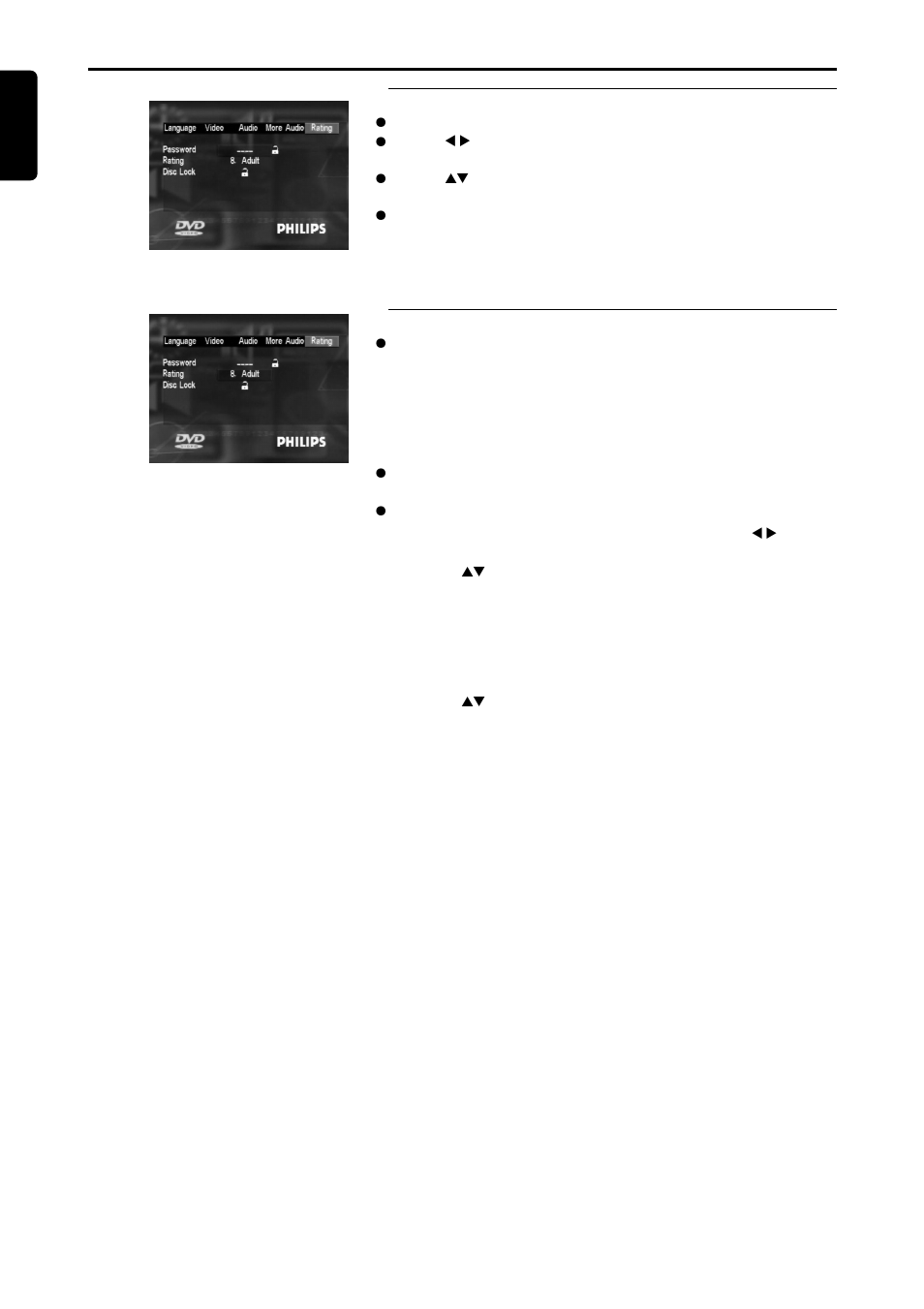 Setup menu | Philips DVD707/781 User Manual | Page 23 / 29