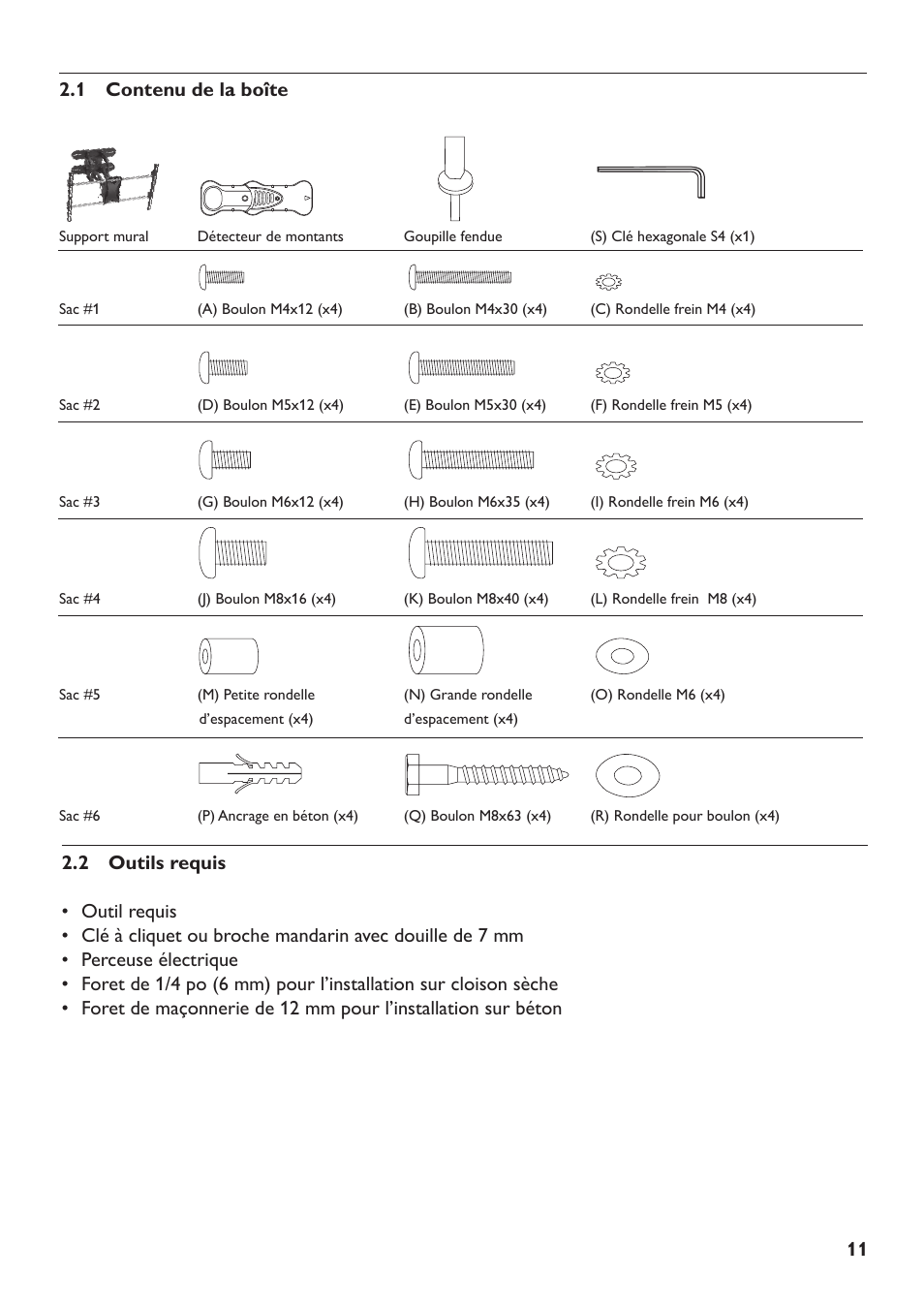 11 .1 contenu de la boîte | Philips SQM5572/27 User Manual | Page 11 / 23