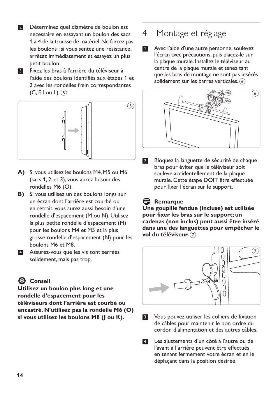 4 montage et réglage | Philips SQM5572/27 User Manual | Page 14 / 23
