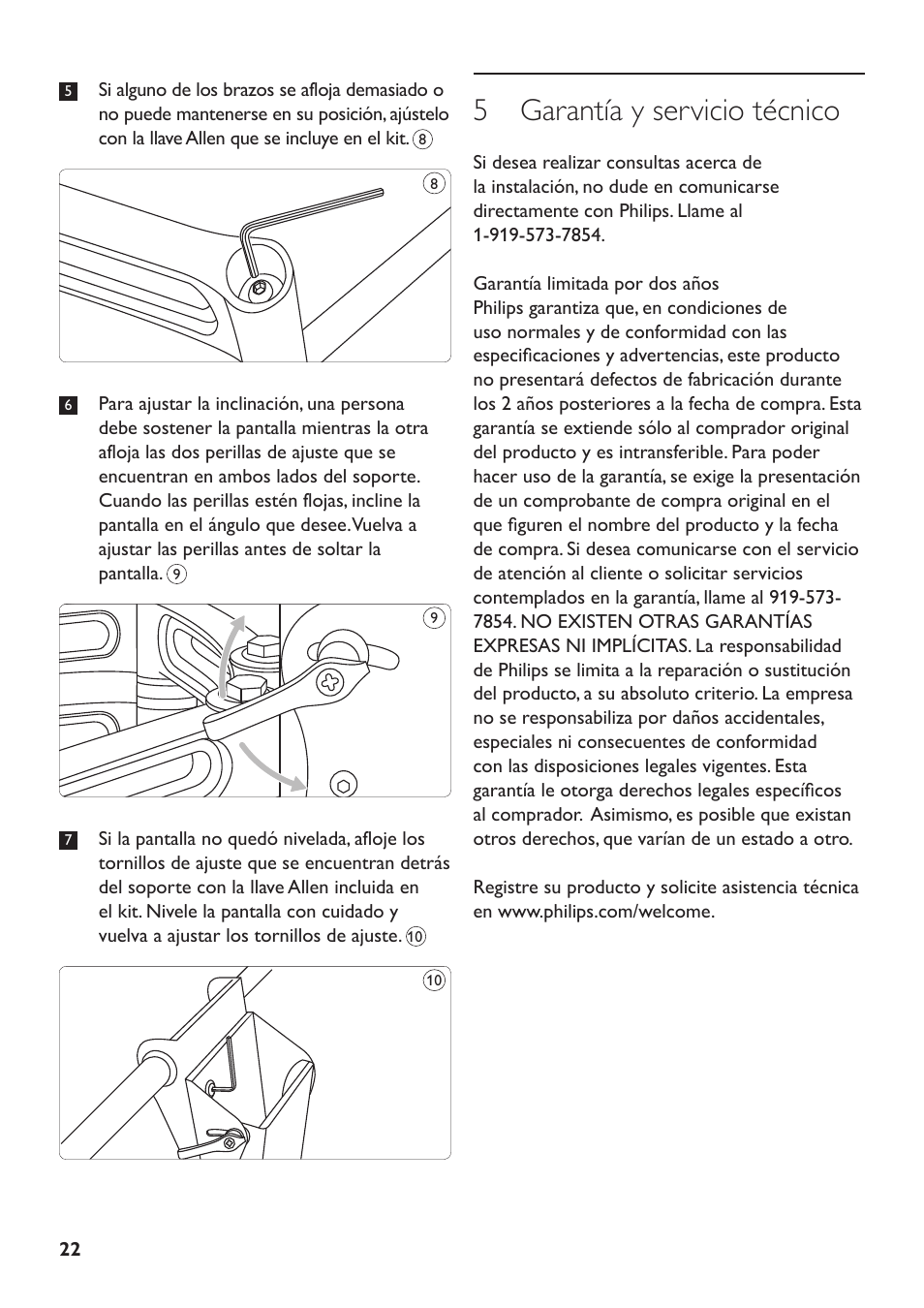 5 garantía y servicio técnico | Philips SQM5572/27 User Manual | Page 22 / 23
