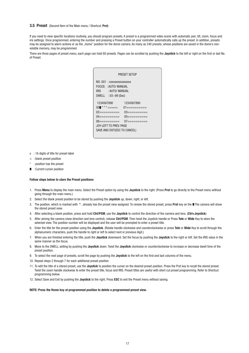 5 preset | Philips Video Camera User Manual | Page 17 / 34