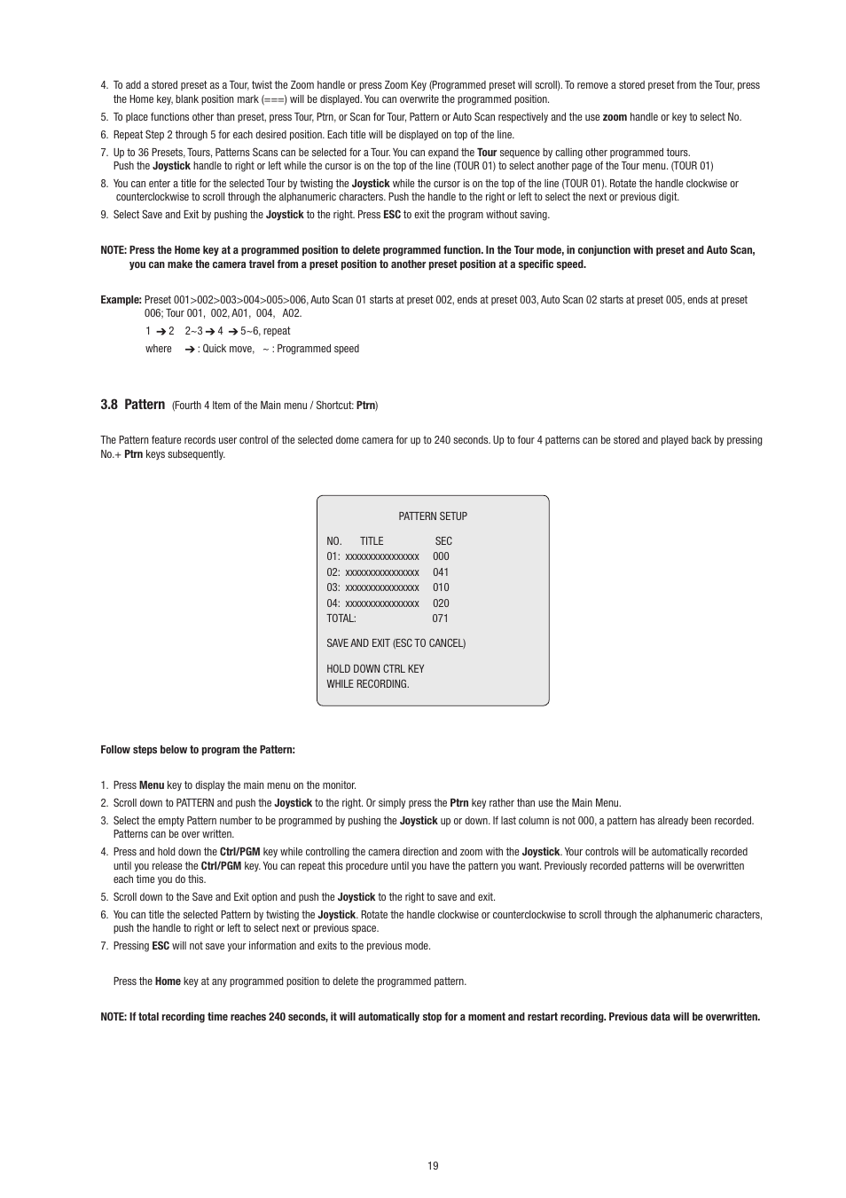 8 pattern | Philips Video Camera User Manual | Page 19 / 34