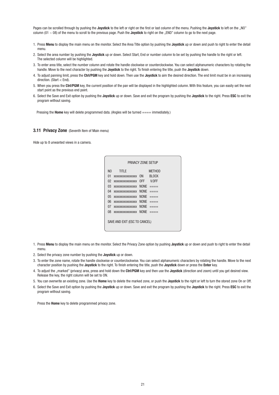 11 privacy zone | Philips Video Camera User Manual | Page 21 / 34