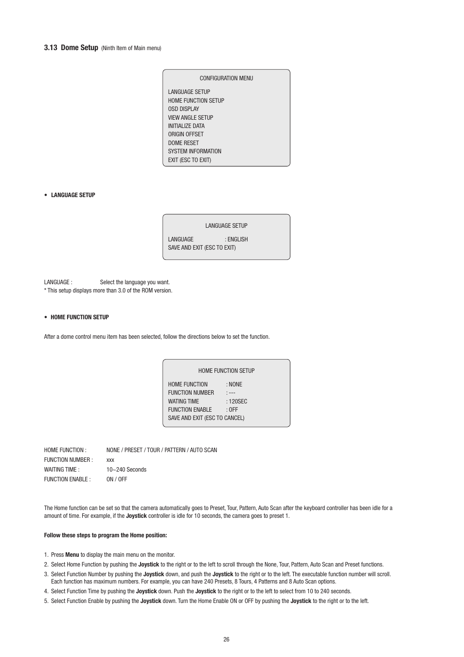 13 dome setup | Philips Video Camera User Manual | Page 26 / 34