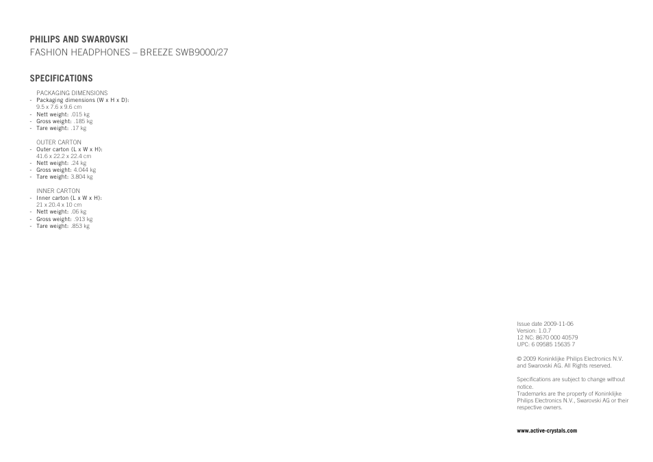 Philips BREEZE SWB9000/27 User Manual | Page 2 / 2