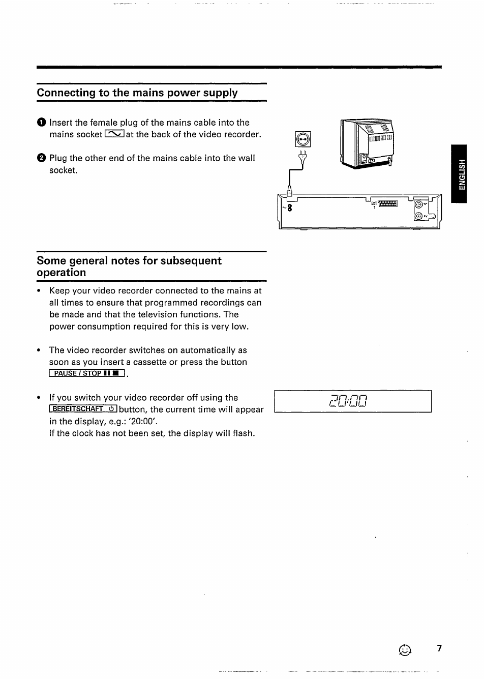 Connecting to the mains power supply, Some general notes for subsequent operation | Philips VR 337 User Manual | Page 10 / 49