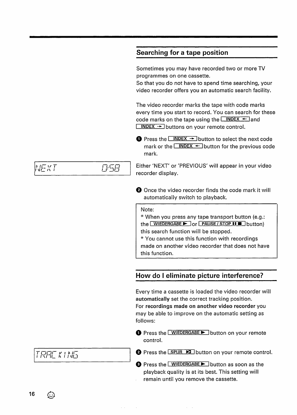 Searching for a tape position, How do i eliminate picture interference | Philips VR 337 User Manual | Page 19 / 49
