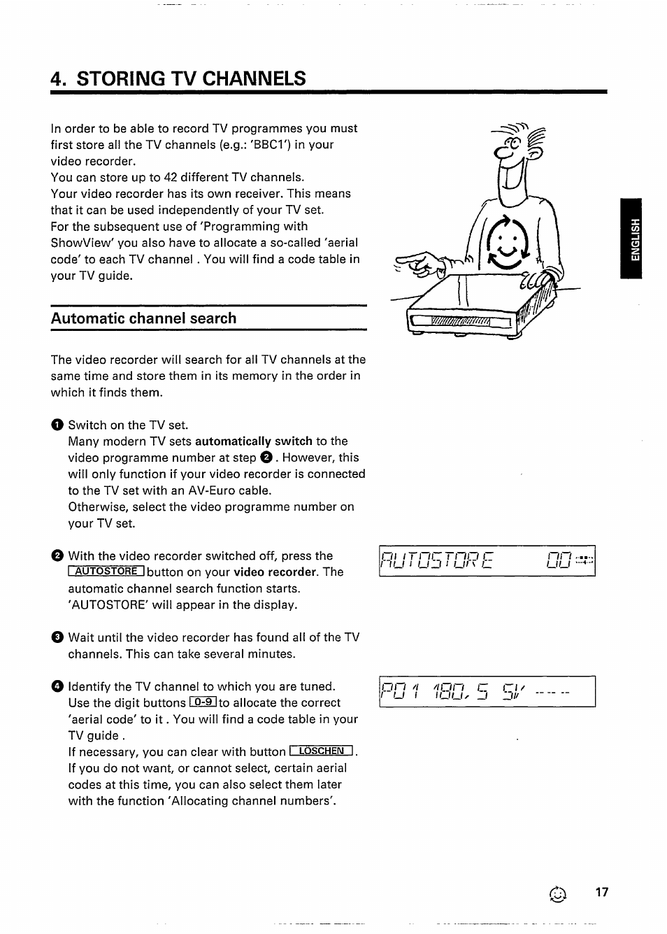 Storing tv channels, Automatic channel search | Philips VR 337 User Manual | Page 20 / 49