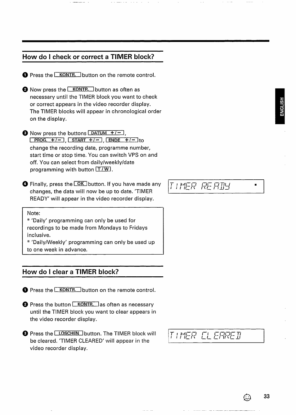 How do i check or correct a timer block, How do i clear a timer block | Philips VR 337 User Manual | Page 36 / 49
