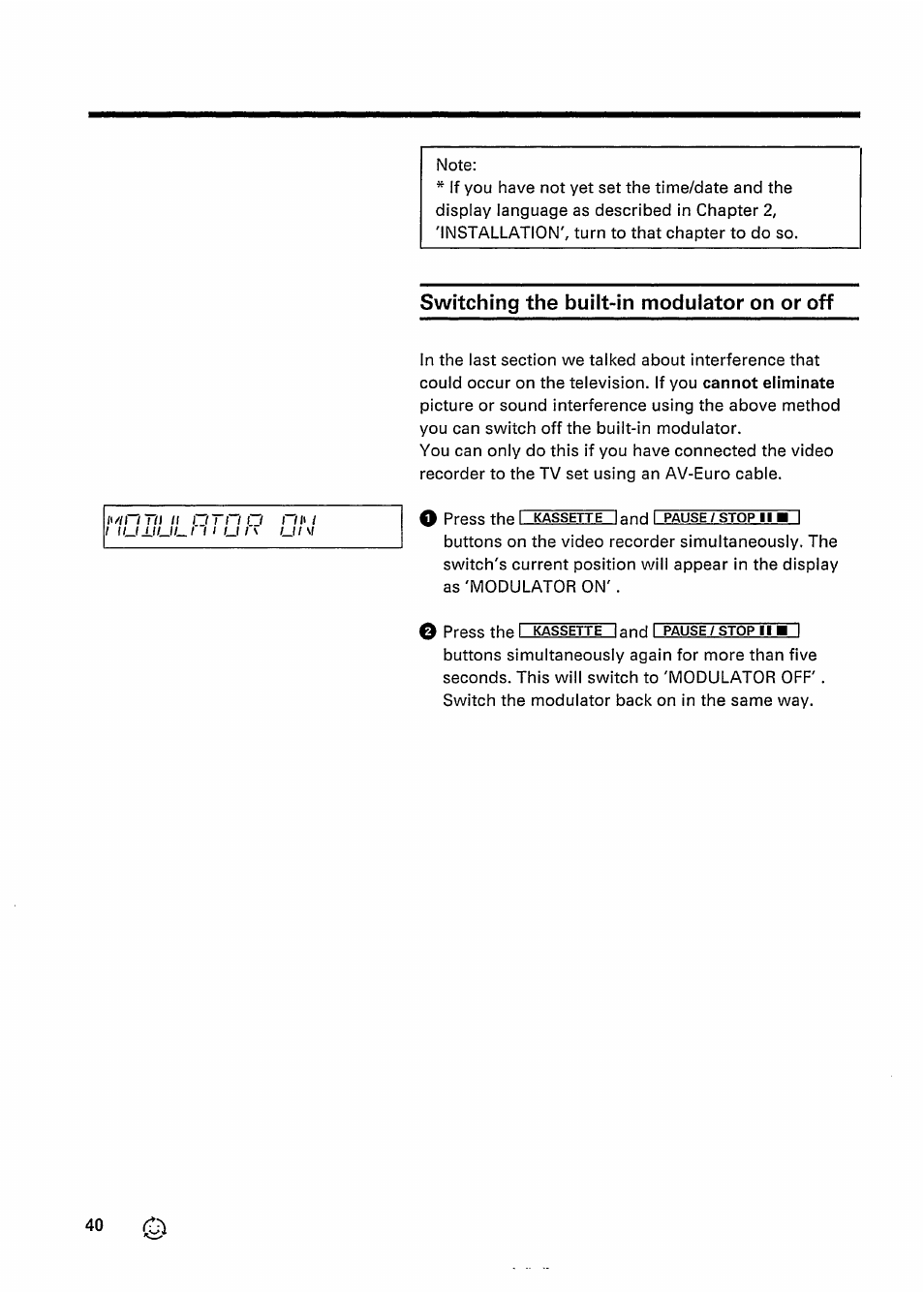 Switching the built-in modulator on or off | Philips VR 337 User Manual | Page 43 / 49