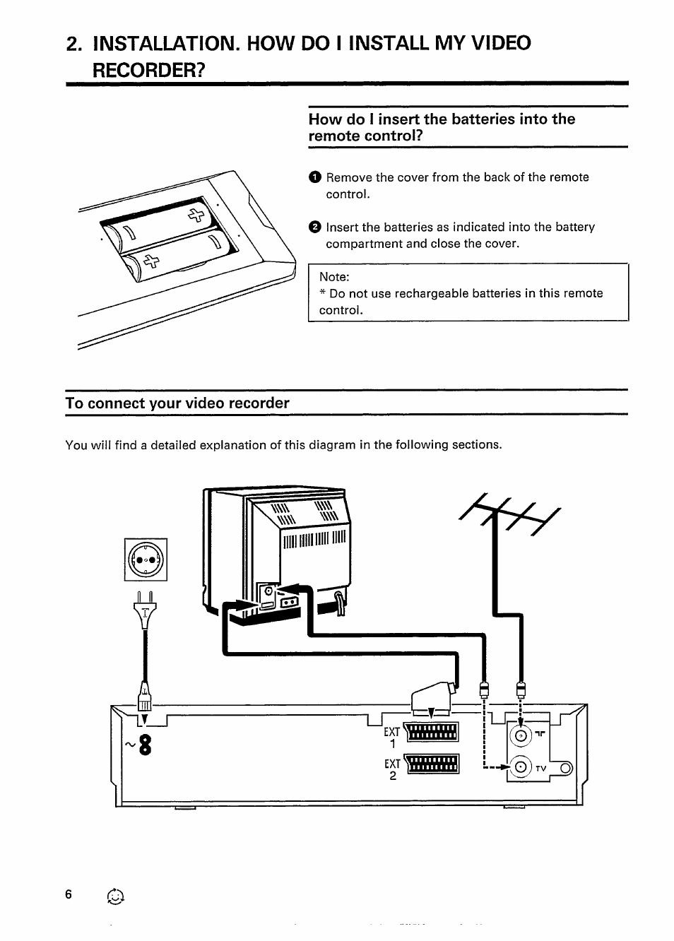 Installation. how do i install my video recorder, To connect your video recorder | Philips VR 337 User Manual | Page 9 / 49