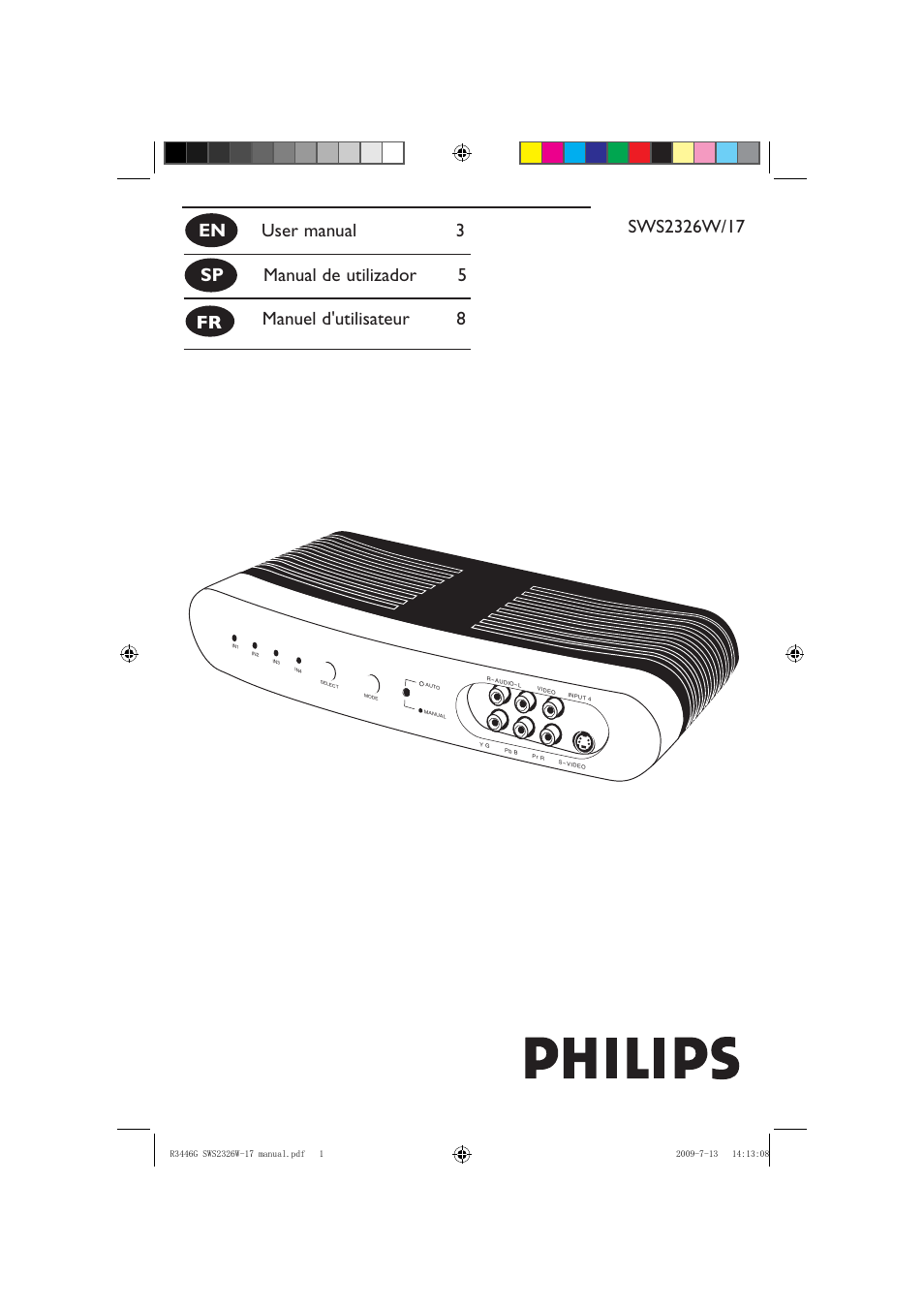 Philips MULTI-VIDEO INPUT SWS2326W/17 User Manual | 12 pages