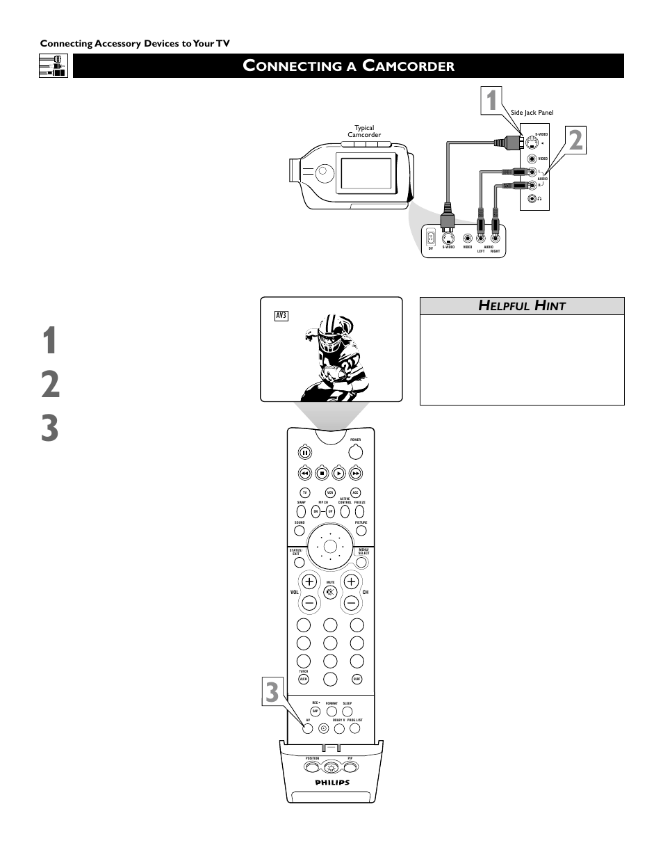 Onnecting a, Amcorder, Elpful | Philips Epic 51PW9303 User Manual | Page 16 / 72