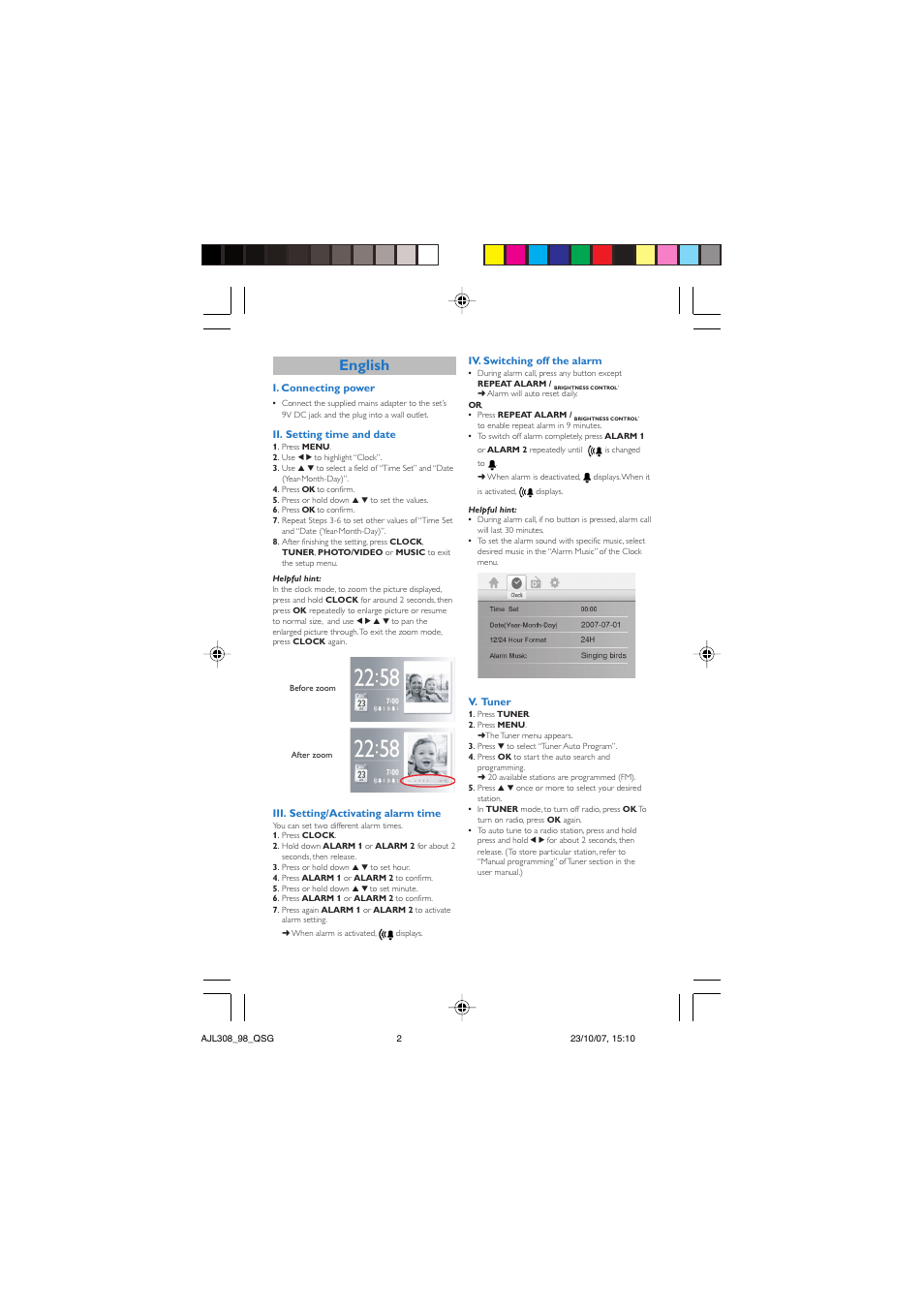 English | Philips AJL308 User Manual | Page 2 / 4