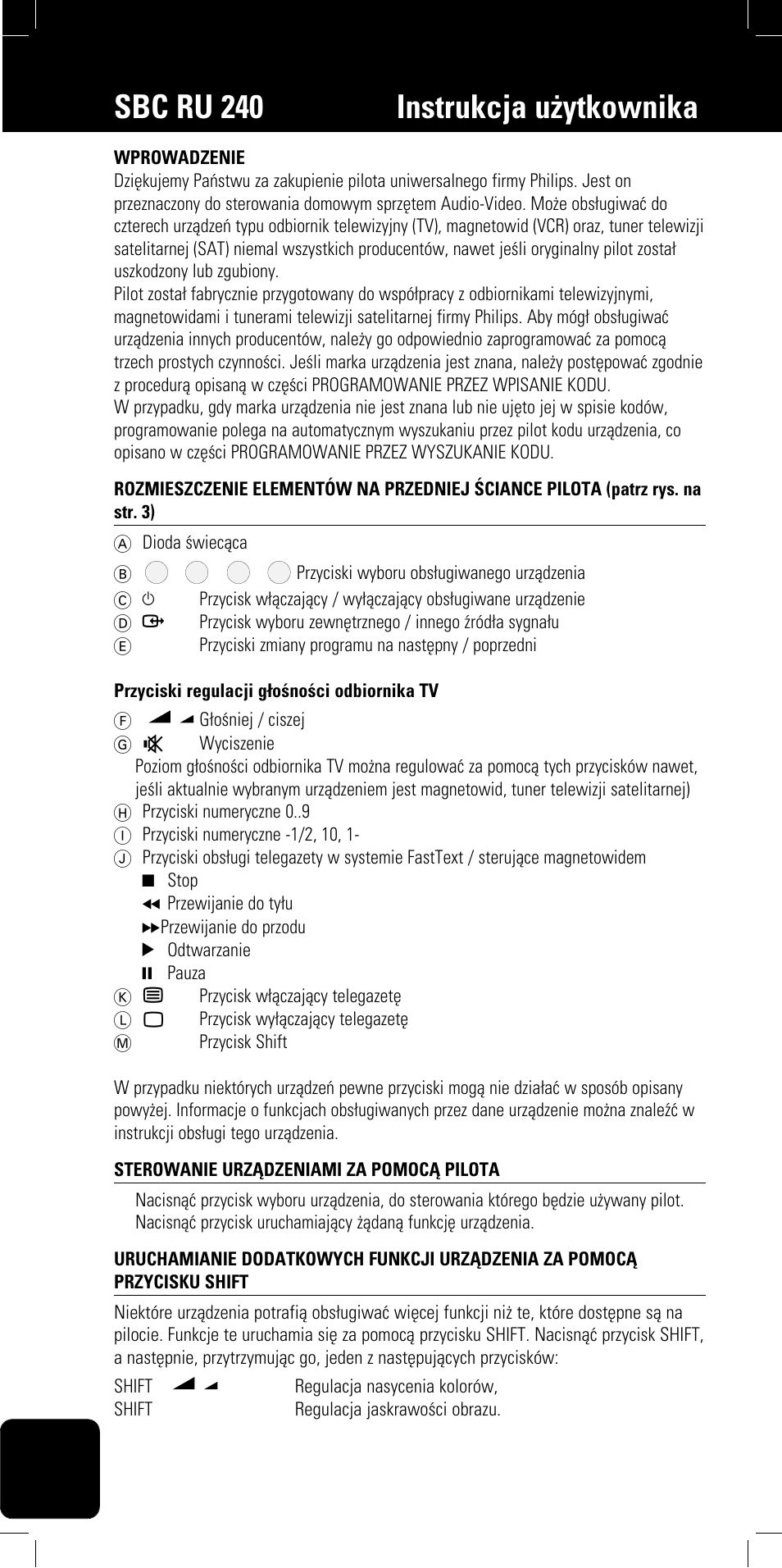 Sbc ru 240 instrukcja u¿ytkownika | Philips SBC RU240/00U User Manual | Page 40 / 48