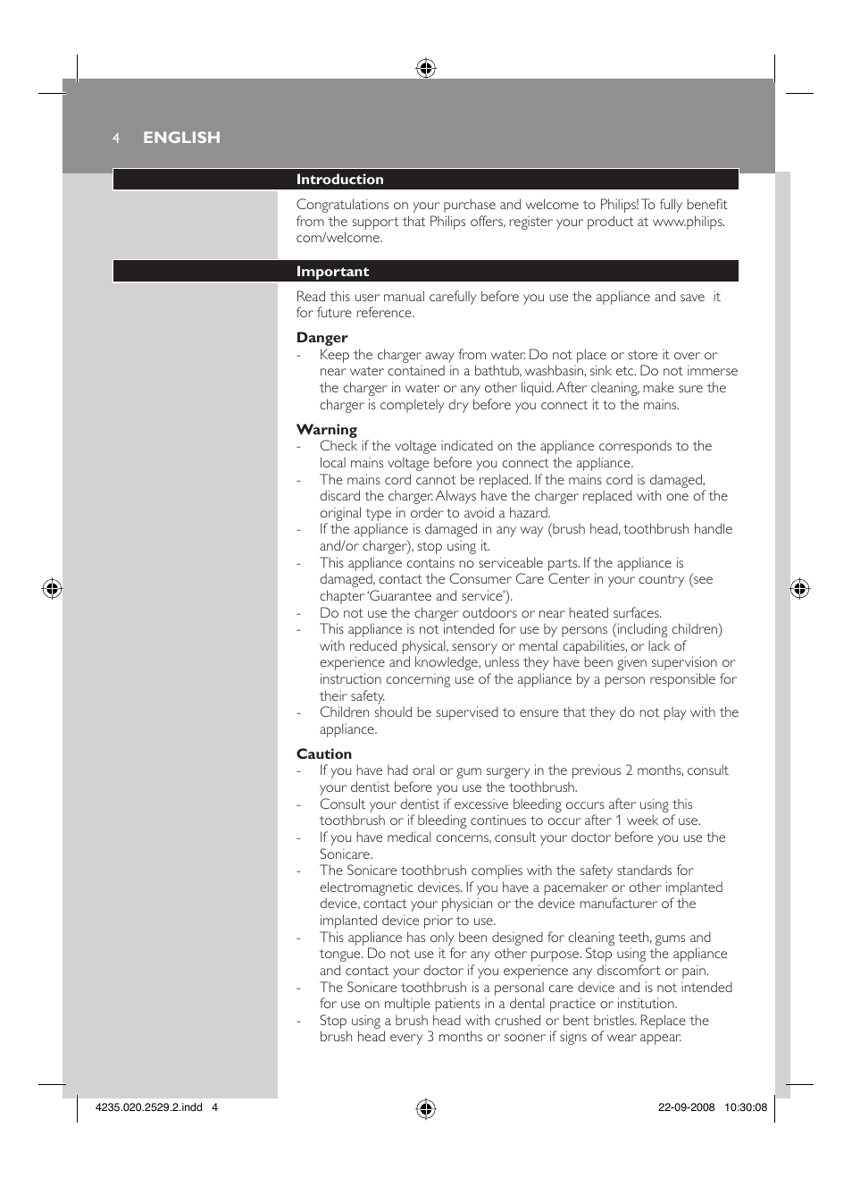 Philips HEALTHYWHITE HX6711 User Manual | Page 4 / 92