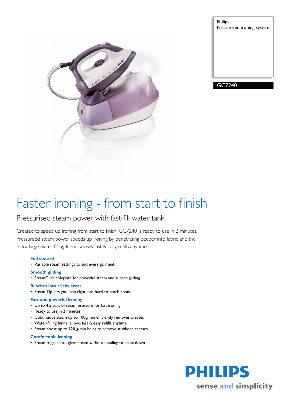 Philips GC7240 User Manual | 2 pages