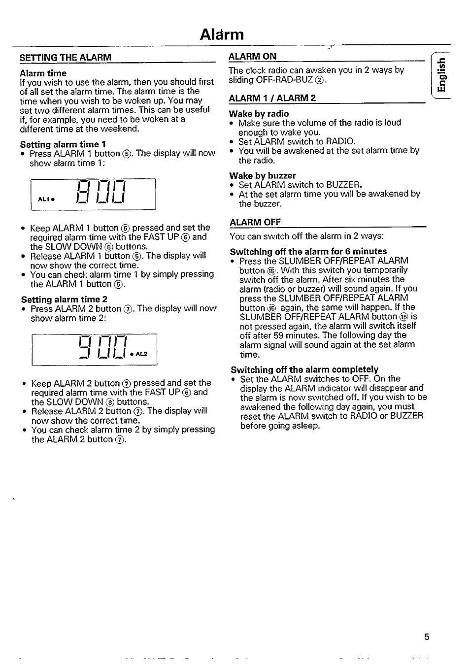 Alcírm, Nil j, Lílí | Philips AJ 3240/00 User Manual | Page 5 / 12