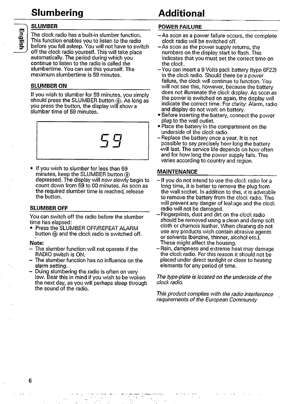 Slumbering additional | Philips AJ 3240/00 User Manual | Page 6 / 12