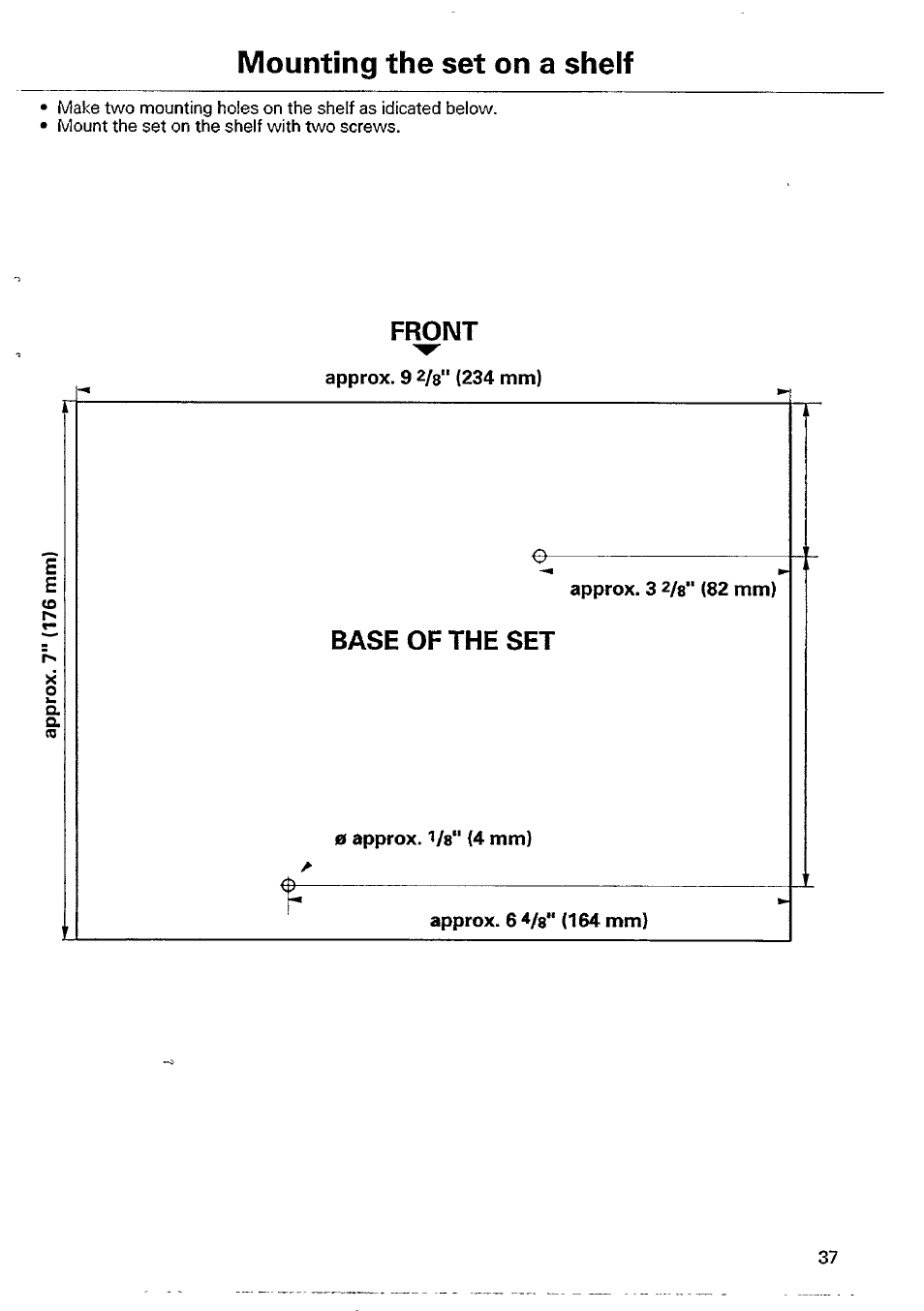 Mounting the set on a shelf | Philips AJ 3240/00 User Manual | Page 7 / 12