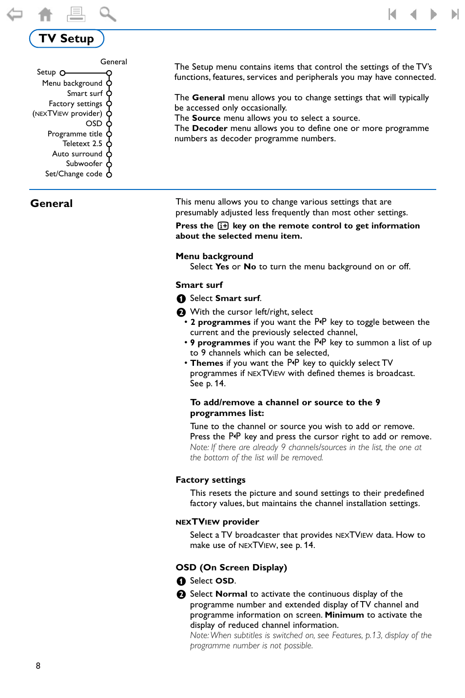 Tv setup, General | Philips FLAT TV 37PF9975 User Manual | Page 10 / 36