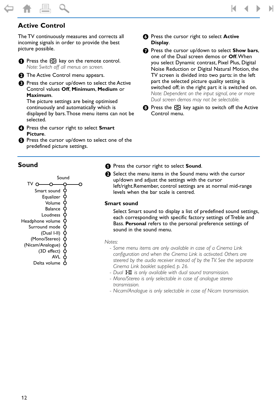 Active control, Sound, Sound active control | Philips FLAT TV 37PF9975 User Manual | Page 14 / 36