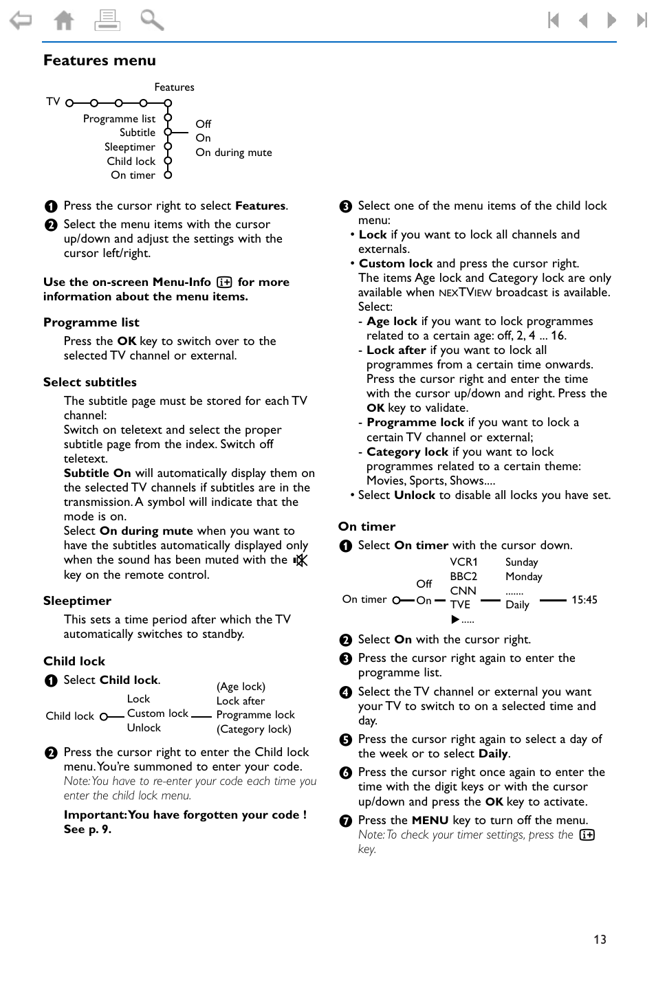 Features menu | Philips FLAT TV 37PF9975 User Manual | Page 15 / 36