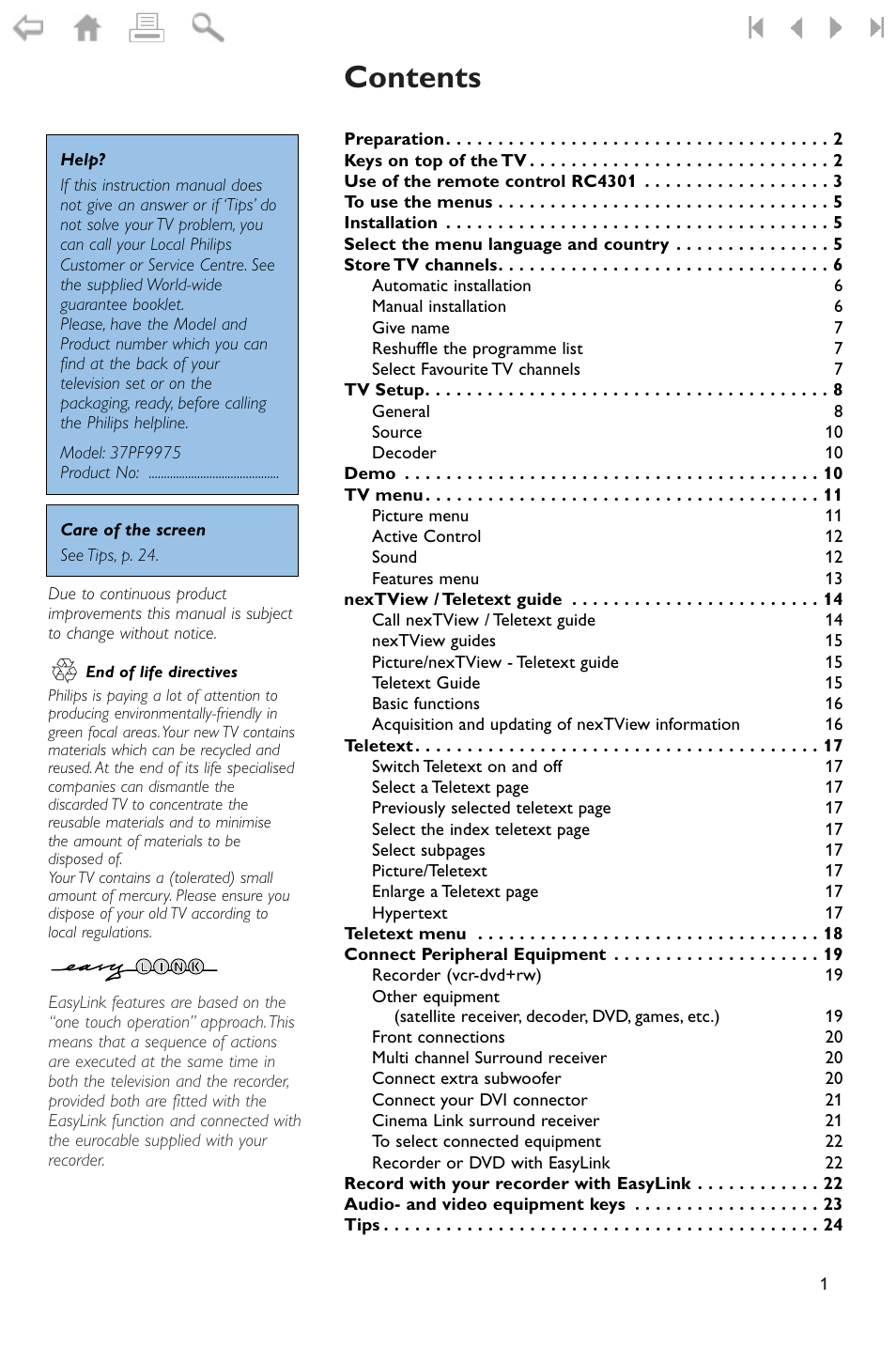 Philips FLAT TV 37PF9975 User Manual | Page 3 / 36