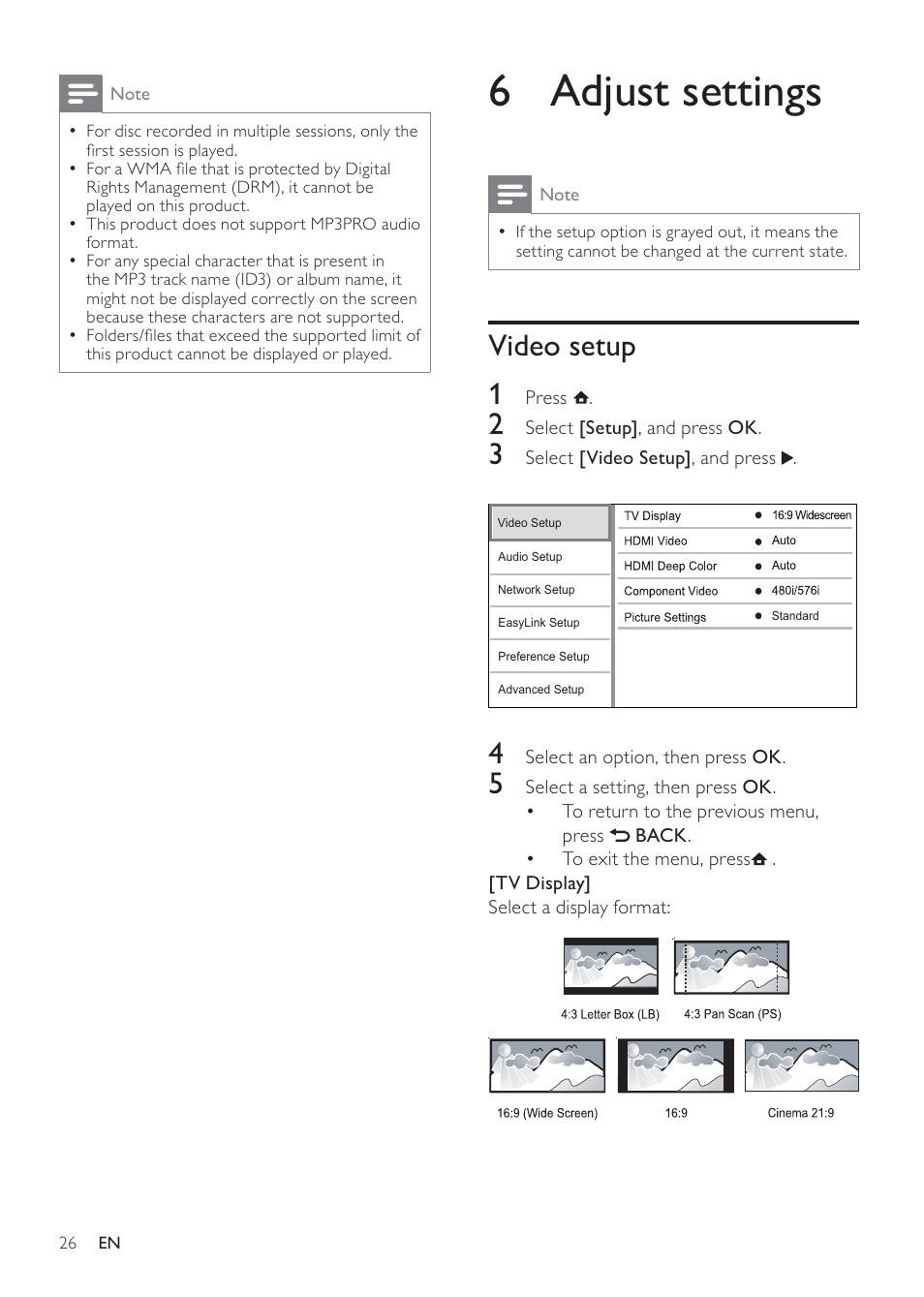 6 adjust settings | Philips MBD3000 User Manual | Page 25 / 41