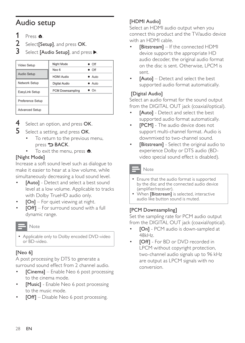 Audio setup 1 | Philips MBD3000 User Manual | Page 27 / 41