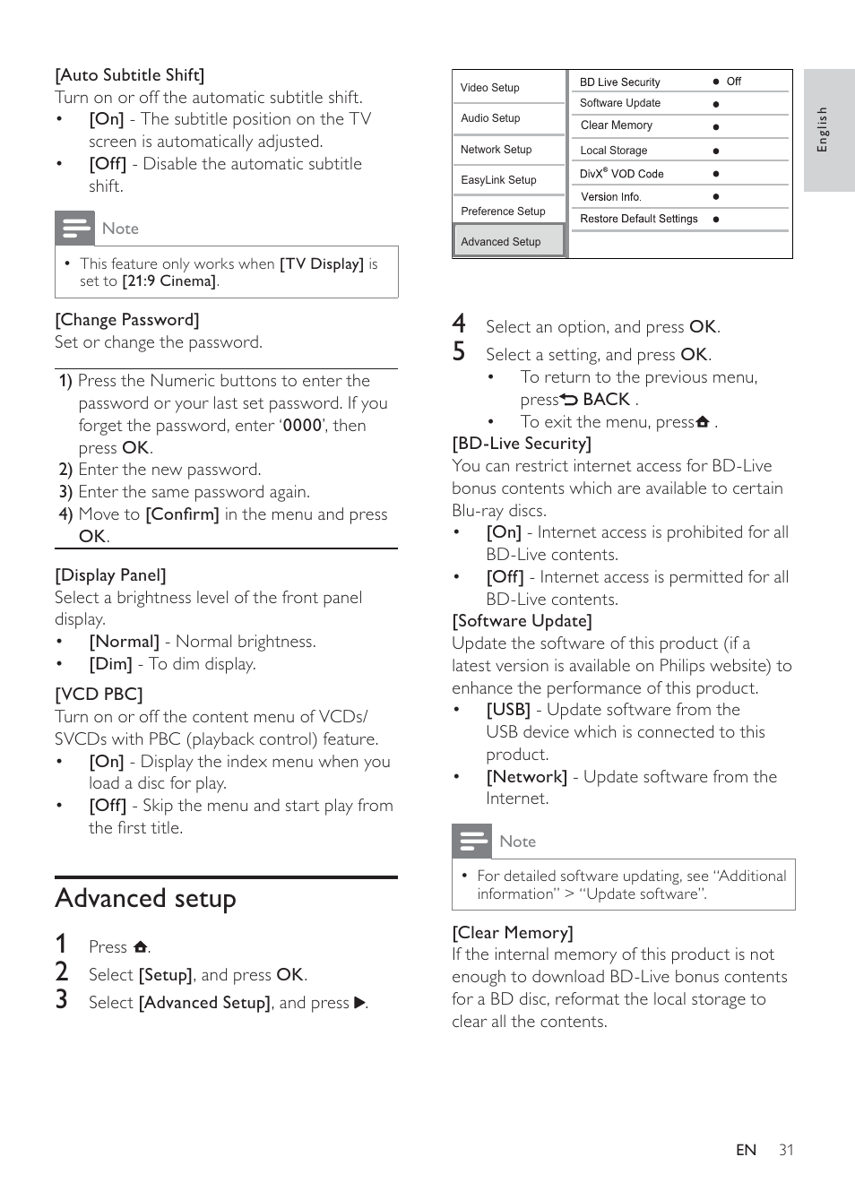 Advanced setup 1 | Philips MBD3000 User Manual | Page 30 / 41