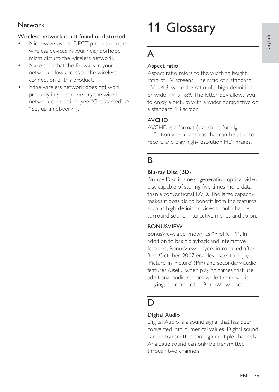 11 glossary | Philips MBD3000 User Manual | Page 38 / 41