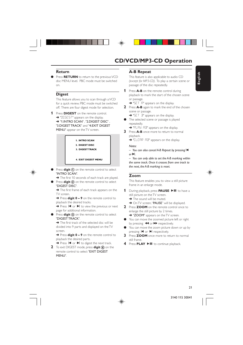 Cd/vcd/mp3-cd operation | Philips FW-V787 User Manual | Page 21 / 32