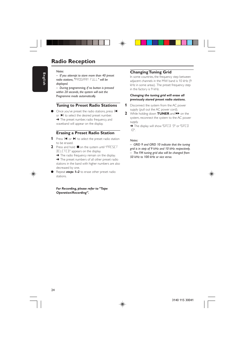 Radio reception | Philips FW-V787 User Manual | Page 24 / 32