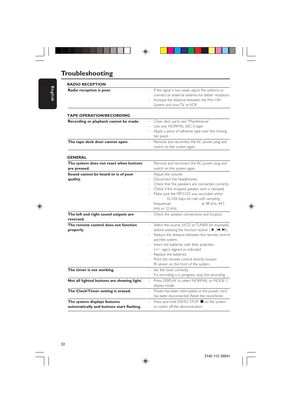 Troubleshooting | Philips FW-V787 User Manual | Page 32 / 32