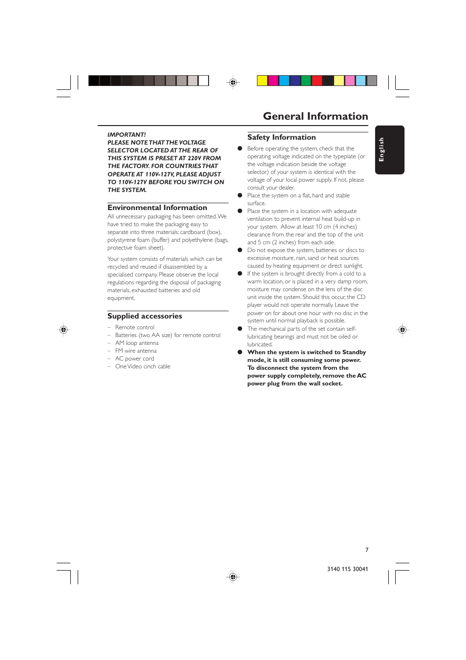 General information | Philips FW-V787 User Manual | Page 7 / 32