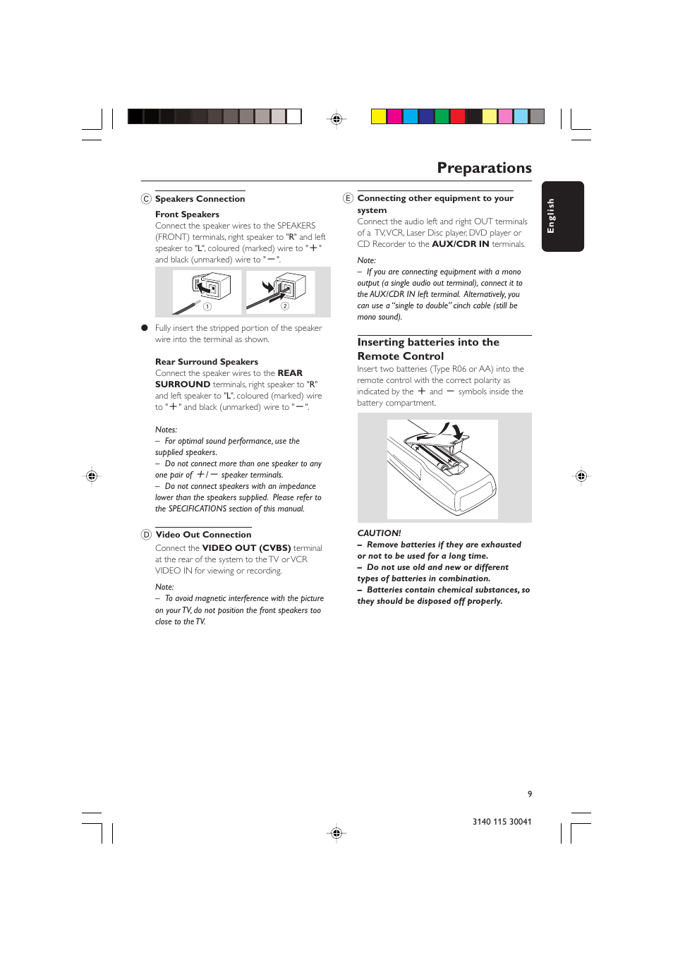 Preparations | Philips FW-V787 User Manual | Page 9 / 32