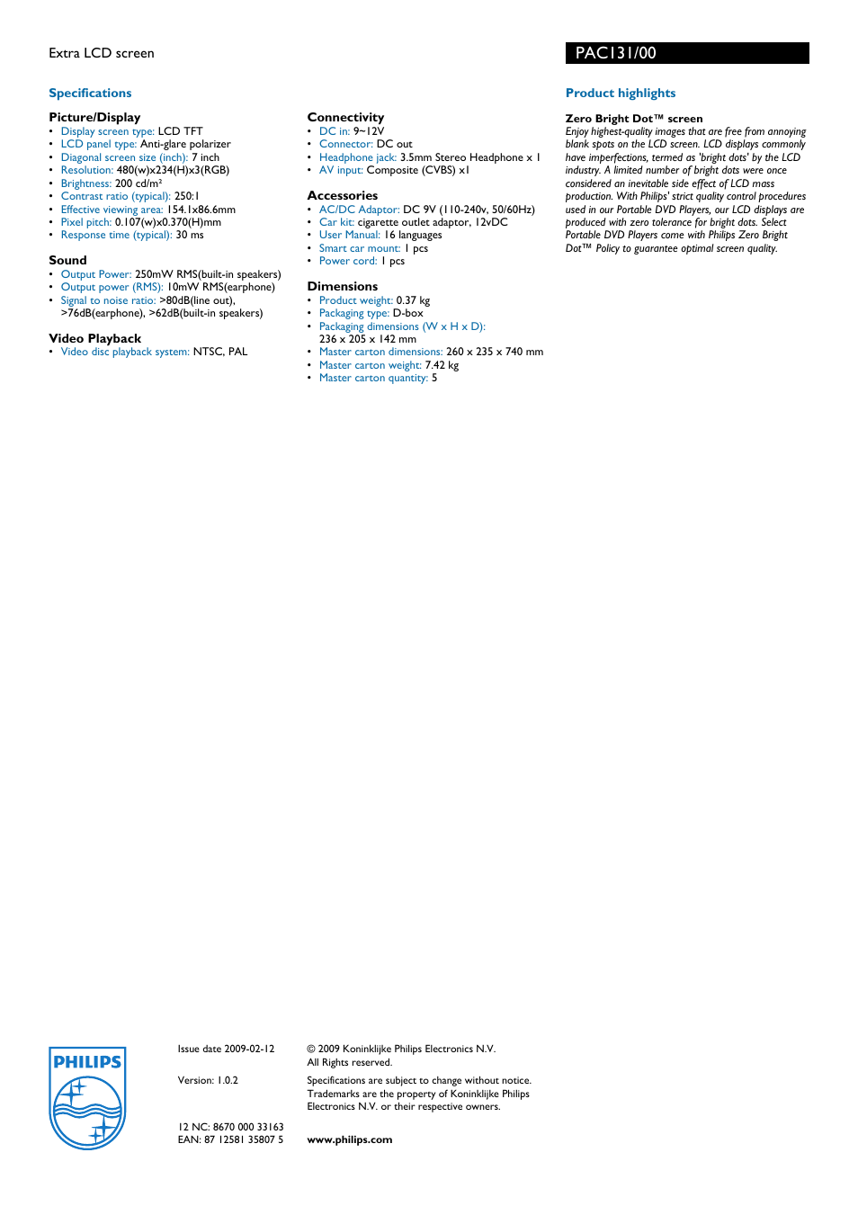 Philips PAC131/00 User Manual | Page 2 / 2