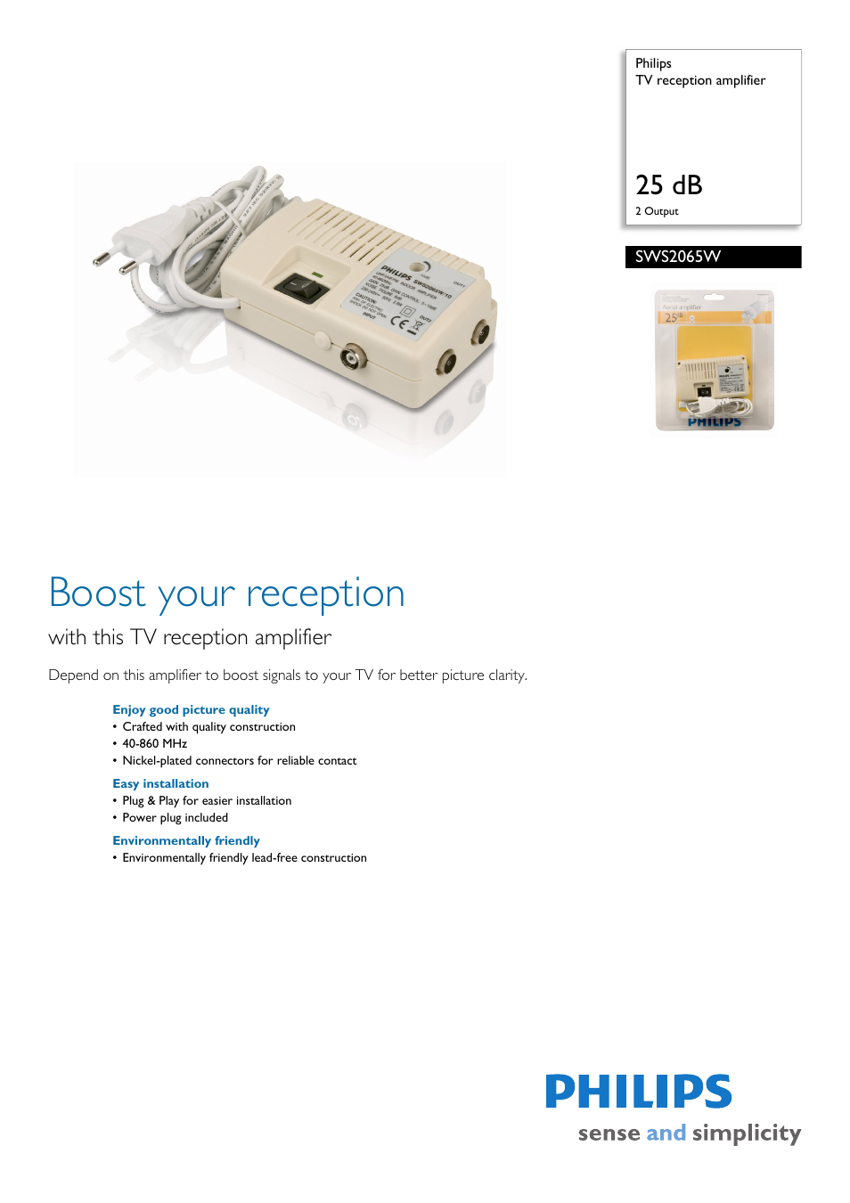 Philips SWS2065W User Manual | 2 pages