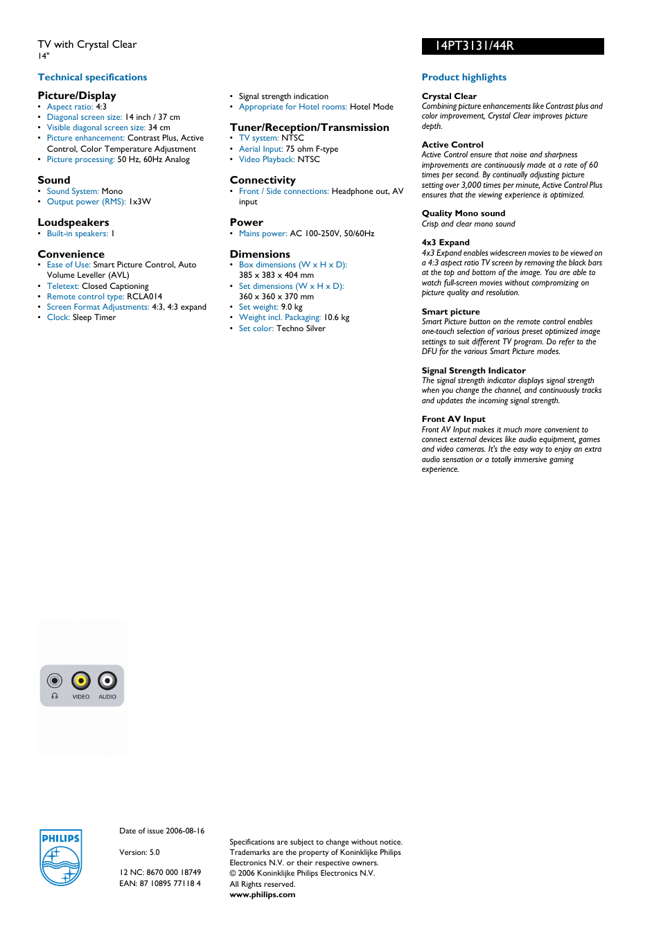 For preview purpose only | Philips 14pt3131 User Manual | Page 2 / 2