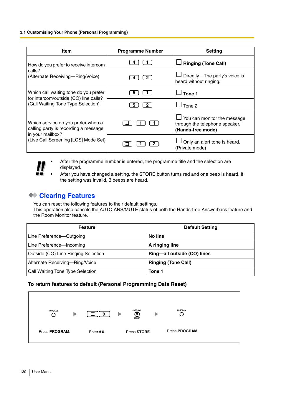 Clearing features | Philips KX-TEA308 User Manual | Page 130 / 168
