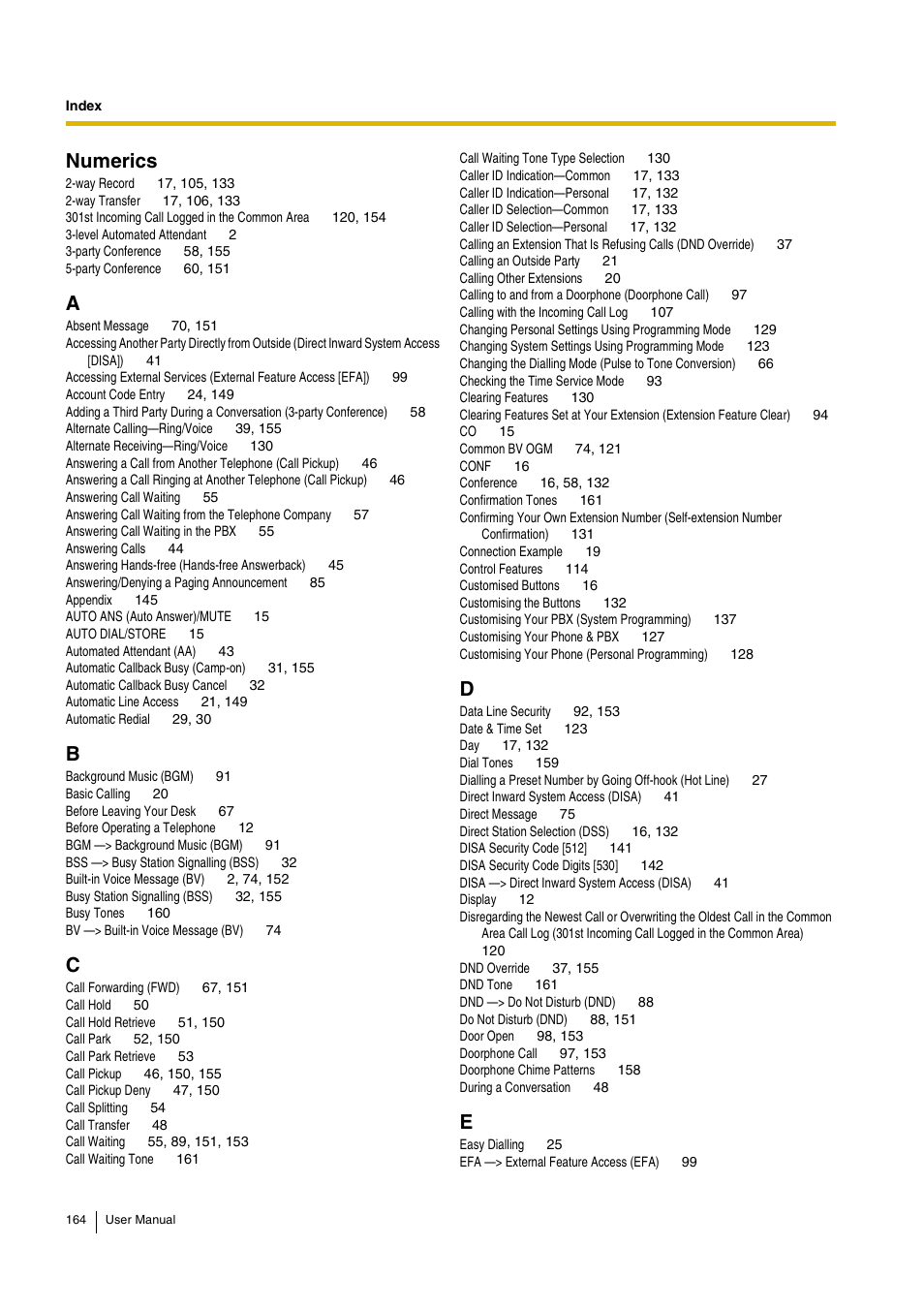 Numerics | Philips KX-TEA308 User Manual | Page 164 / 168