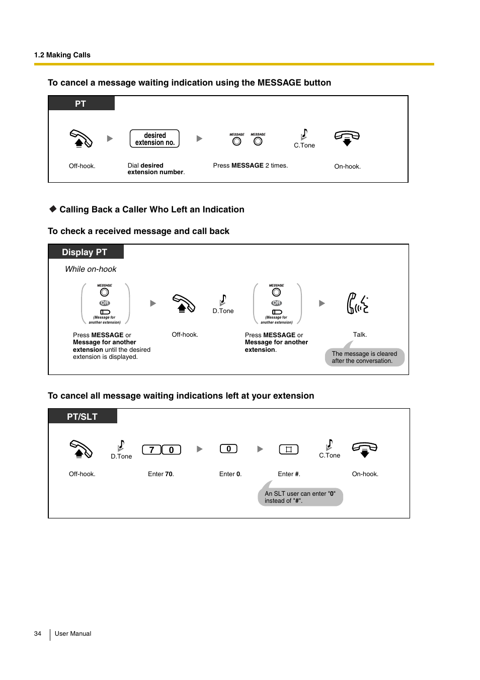 Display pt, Pt/slt 0 7 | Philips KX-TEA308 User Manual | Page 34 / 168