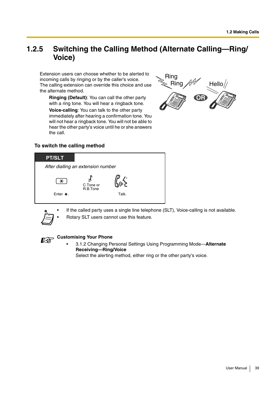 Ring, Ring hello or | Philips KX-TEA308 User Manual | Page 39 / 168