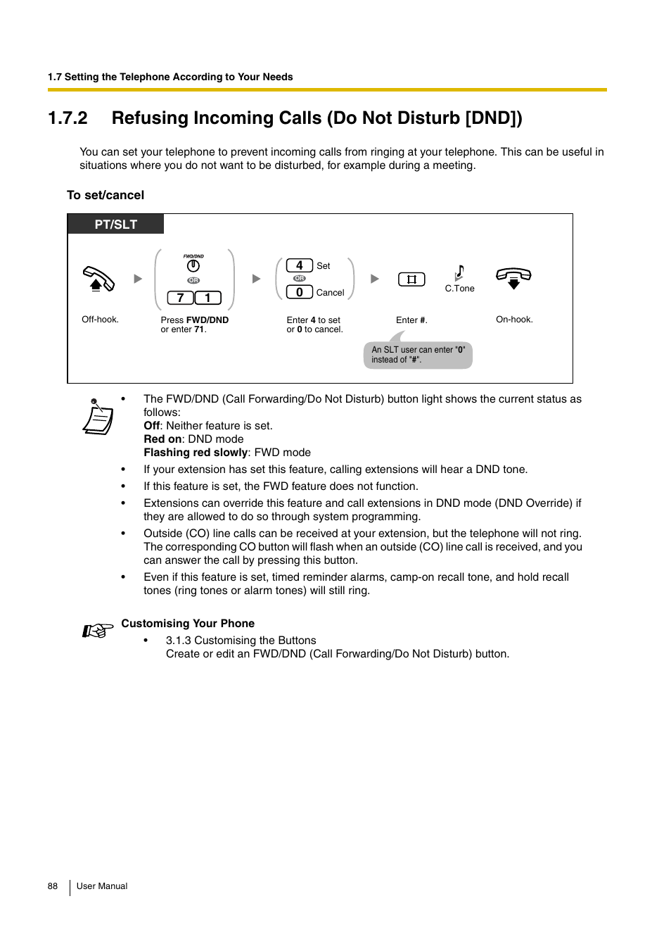 2 refusing incoming calls (do not disturb [dnd]) | Philips KX-TEA308 User Manual | Page 88 / 168