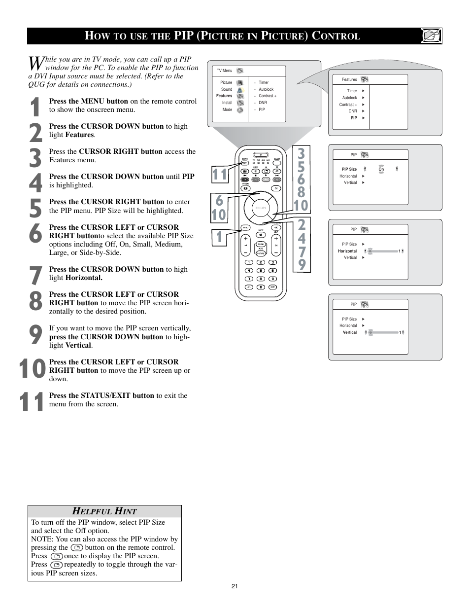 Pip (p | Philips 17PF9946 User Manual | Page 21 / 48