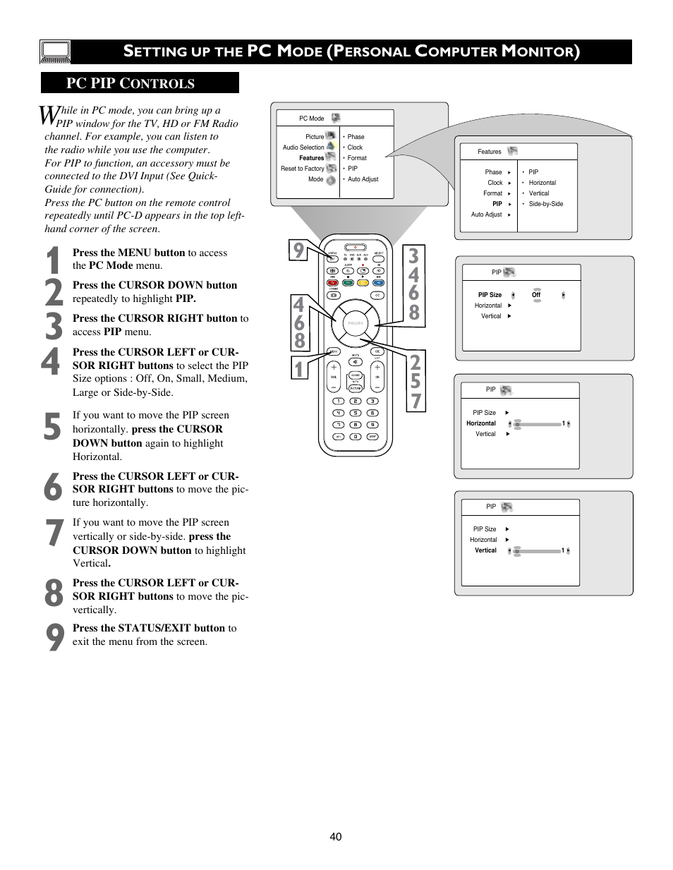 Pc m, Pc pip c | Philips 17PF9946 User Manual | Page 40 / 48