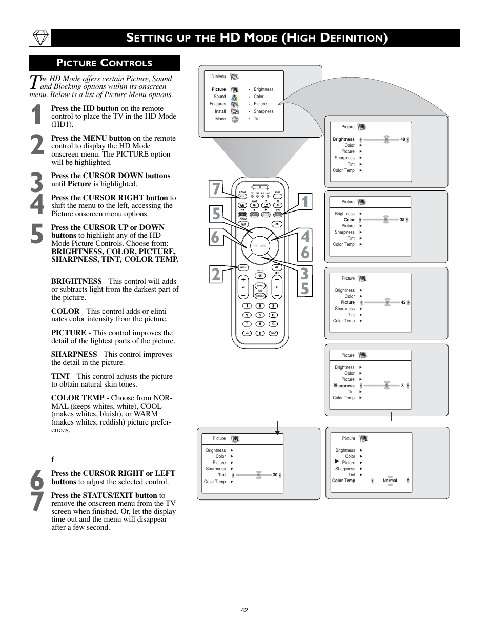 Hd m, Etting up the, Efinition | Philips 17PF9946 User Manual | Page 42 / 48